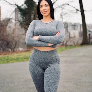 Ribbed Gym Seamless Workout Set Women Tights for Gym