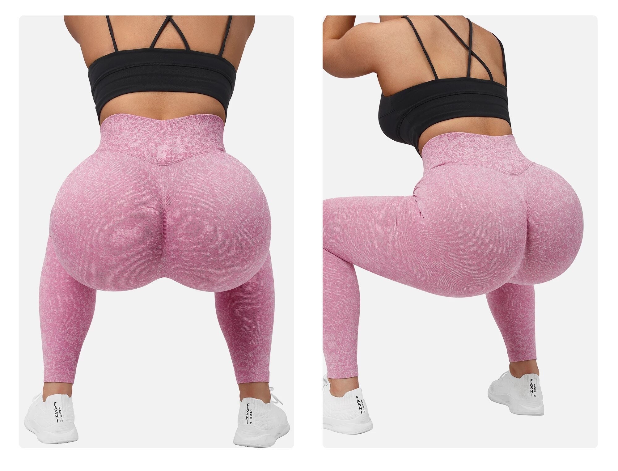 LELINTA Women's High Waist Yoga Pants Textured Ruched Butt Lifting
