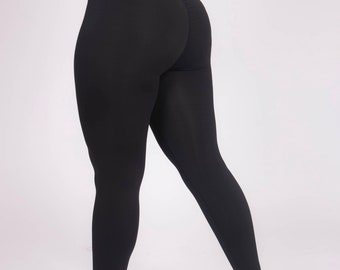 V Cut High Waisted Yoga Pants for Women Butt Lift Ruched Scrunch Butt Leggings Workout Booty Tights