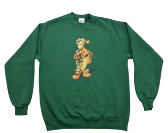 Vintage Disney Tigger Sweatshirt Mens Medium M Green Long Sleeve Pullover