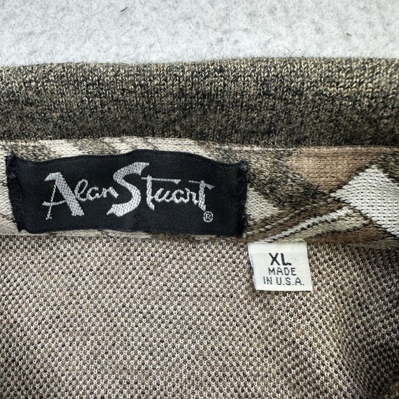 Vintage Alan Stuart Sweater Mens XL Brown Geometr… - image 9