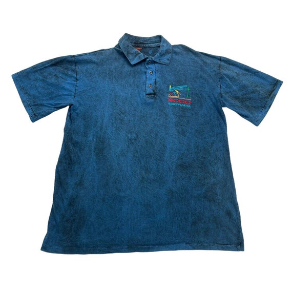 Vintage Kangaroo Etsy XL Polo Mens 2000 Embroidered Australia - Black Shirt Blue