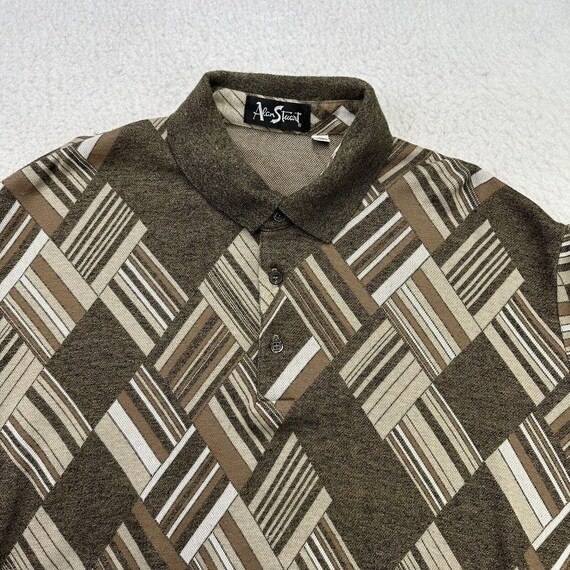 Vintage Alan Stuart Sweater Mens XL Brown Geometr… - image 3