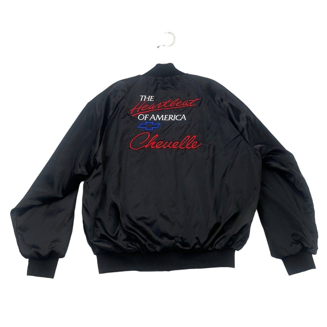 Vintage Chevy Satin Jacket Mens Large L Black Chevelle the - Etsy