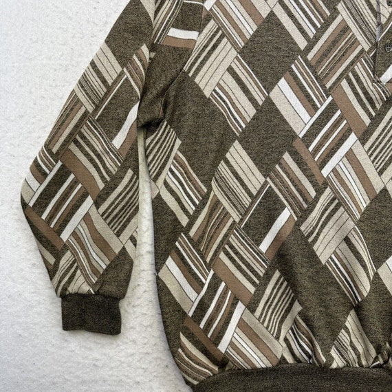 Vintage Alan Stuart Sweater Mens XL Brown Geometr… - image 5