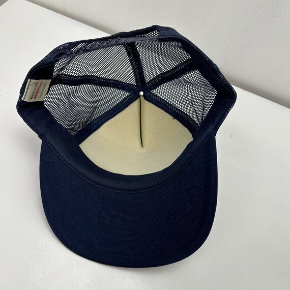 Vintage Navy Hat Cap Blue Yellow Snapback Adjusta… - image 9