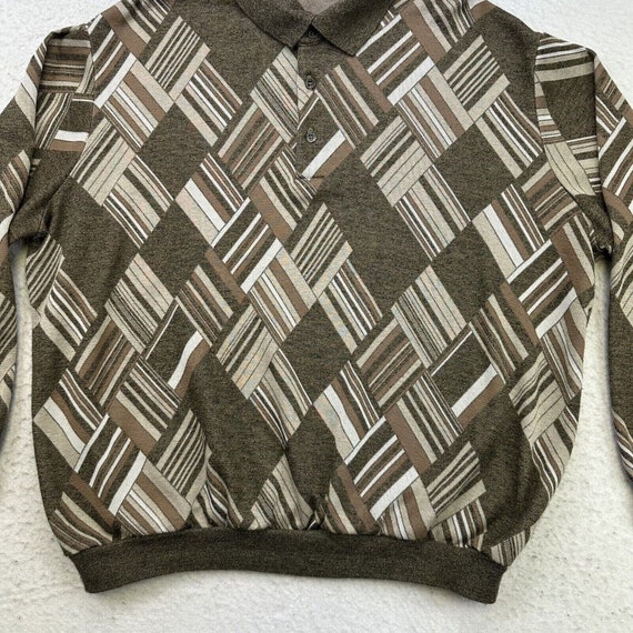 Vintage Alan Stuart Sweater Mens XL Brown Geometr… - image 4