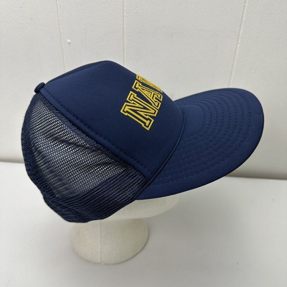 Vintage Navy Hat Cap Blue Yellow Snapback Adjusta… - image 7