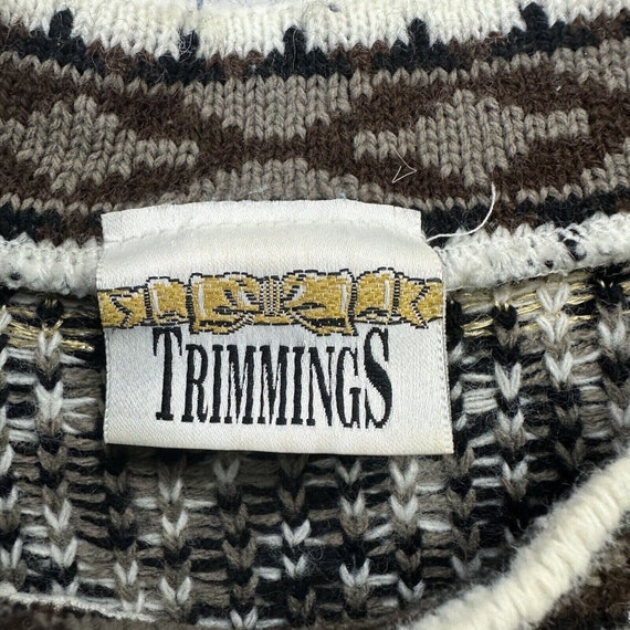 Vintage Trimmings Sweater Womens Large L Black Wh… - image 9
