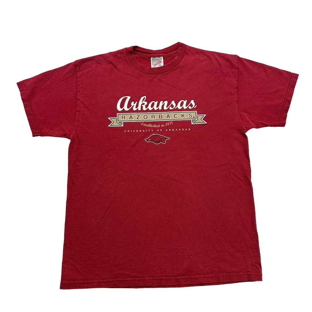 Vintage Arkansas Razorbacks Shirt Youth Kids XL Red Short Sleeve Made ...