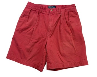 Polo Ralph Lauren Shorts Mens 34 Pink Tyler Fit Chino Pleated Vintage Preppy