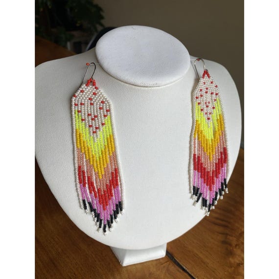 Modern style Powwow Native American Style Boho Seed Bead Earrings Handmade