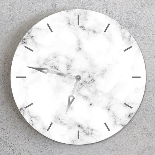 Horloge murale en marbre blanc, horloge murale moderne, belle horloge murale, horloge de luxe, horloge surdimensionnée, horloge minimaliste blanche, horloge murale silencieuse