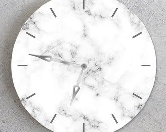 Horloge murale en marbre blanc, horloge murale moderne, belle horloge murale, horloge de luxe, horloge surdimensionnée, horloge minimaliste blanche, horloge murale silencieuse