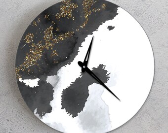 Reloj de pared blanco y negro, hermoso reloj de pared, reloj de pared moderno para decoración del hogar, reloj de sala de estar, reloj decorativo minimalista, reloj abstracto