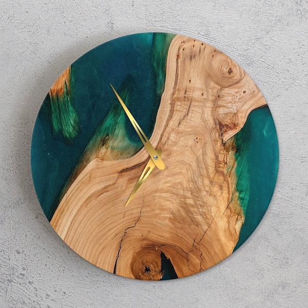 Skandinavische Wanduhr, Rustikale Wanduhr, Resin Wanduhr, Moderne Uhr groß, Epoxy Wanduhr, Zeitgenössische Uhr, Übergroße Wanduhr