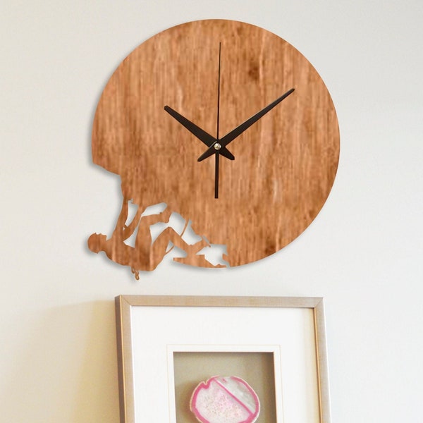 Horloge grimpeur, décoration murale grimpeur, cadeaux grimpeur, art mural grimpeur, horloge murale en bois, cadeau grimpeur, art grimpeur, horloge murale unique