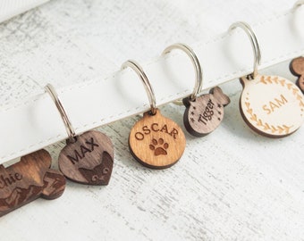 Dog name tags personalized, Engraved pet tag, Personalized Pet ID Tag, Wood pet tag, Custom pet tag, Pet id tag wood, Pet id tag small