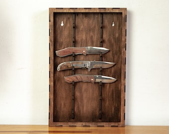 Knife rack,pocket knife shelf,rustic knife barn,knife display,knife shadow box,knives barn,folding knife shelf,knife stand,knife barn wood