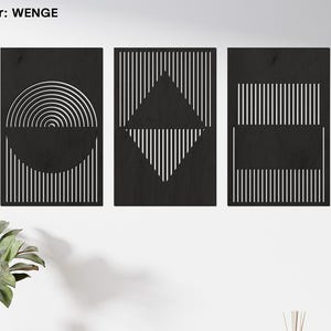 Bauhaus wall art 3 set, Wood boho wall decor, Geometric wood wall art boho, Wood wall panels square, Abstract wall art set of 3