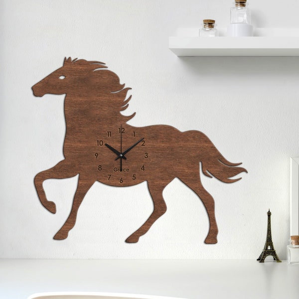 Horloge murale Commodoor 31 jours avec chevaux - Bois, chêne, métal et