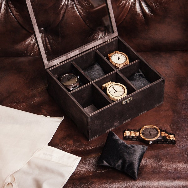 Uhrenbox für Männer personalisiert,Uhrenbox für Männer,Uhrenvitrine für Männer,Uhrenbox für Männer,Uhren Aufbewahrungsbox,Herren Uhrenbox Holz