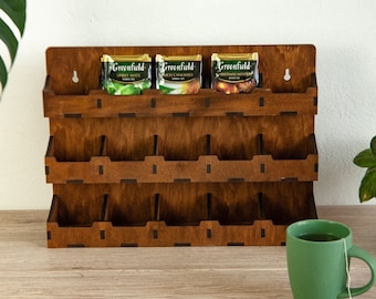 Tee Organizer Regal, Tee Organizer Truhe, Tee Aufbewahrungsbox mit Schubladen, Teebeutel Organizer, Teeaufbewahrung Holz, Tee Organizer Holz