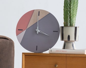 Scandinavian wall clock, Geometric wall clock, Minimalist wall clock, Wood wall clock silent, Unique wall clock large,Modern clock oversized