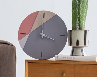 Scandinavian wall clock, Colorful wall clock, Unique wall clock large, Wood wall clock silent, Nordic wall clock, Minimalist wall clock