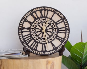 Vintage wall clock, Wall clock with roman numerals, Elegant wall clock, Wood wall clock modern, Large wall clock unique,Wall clock farmhouse