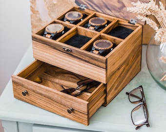 Wooden watch box drawer,Watch storage box,Watch box for men personalized,Watch case wood,Watch holder for men,Custom watch box for men