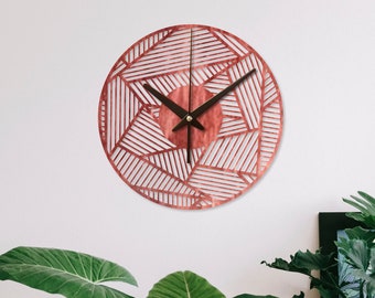 Reloj geométrico, reloj de pared moderno, reloj de pared minimalista, reloj de pared de arte, reloj de pared único, decoración de reloj de pared, reloj de pared silencioso madera