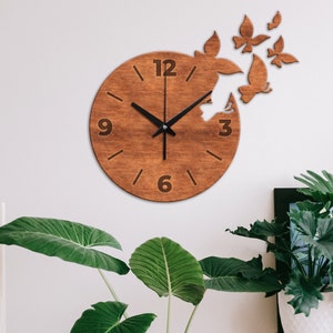 Butterfly wall clock,Unique wall clocks,Wood wall clock,Modern wall clock,Contemporary wall clock,Wall decoration bedroom