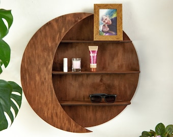 Moon Shelf, Crescent Moon Shelf, Floating Shelves, Crystal Shelf, Witchy Decor, Altar Shelf, Wood shelf display, Wall shelf moon