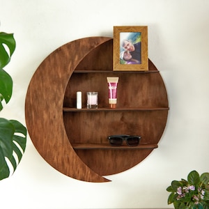 Moon Shelf, Crescent Moon Shelf, Floating Shelves, Crystal Shelf, Witchy Decor, Altar Shelf, Wood shelf display, Wall shelf moon