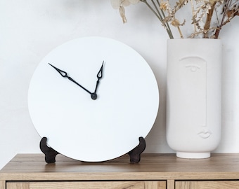 White wall clock, Wall clock minimalist, Minimal wall clock, Wood wall clock unique, Wall clock wooden, Elegant wall clock,Luxury wall clock