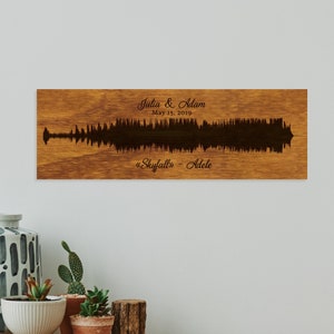 Wood Soundwave Art, Custom Soundwave Art, 5 Year Anniversary Gift for Her, Voice Recording Gift, Wedding Song Wall Art, Song Lyrics Wall Art