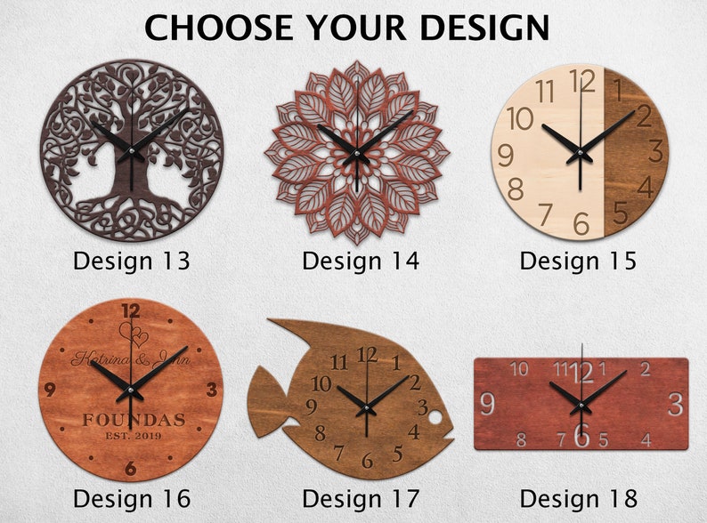 Geometric Wall Clockwood Clock Geometricunique Wood Etsy