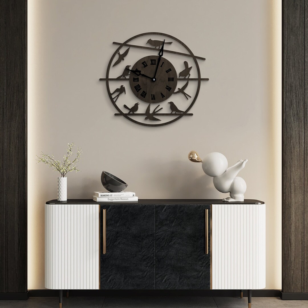 Birds Wall Clock, Birds on Branch Clock, Nature Wall Clock, Wooden Wall Clock, Botanical Wall