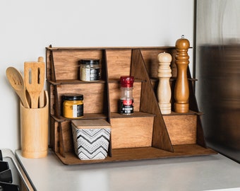 Holz Gewürzregal für Theke, Gewürzregal, Gewürzregal, Gewürzregal, Gewürzschrank, Gewürzregal, Gewürzregal