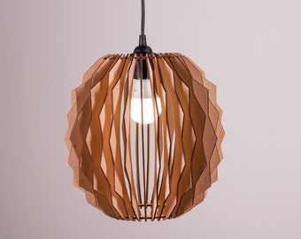 Hanglamp schaduw hout, moderne hanglamp, houten hanglamp, houten hanglamp moderne kroonluchter, plafondlamp kap, houten lampenkap