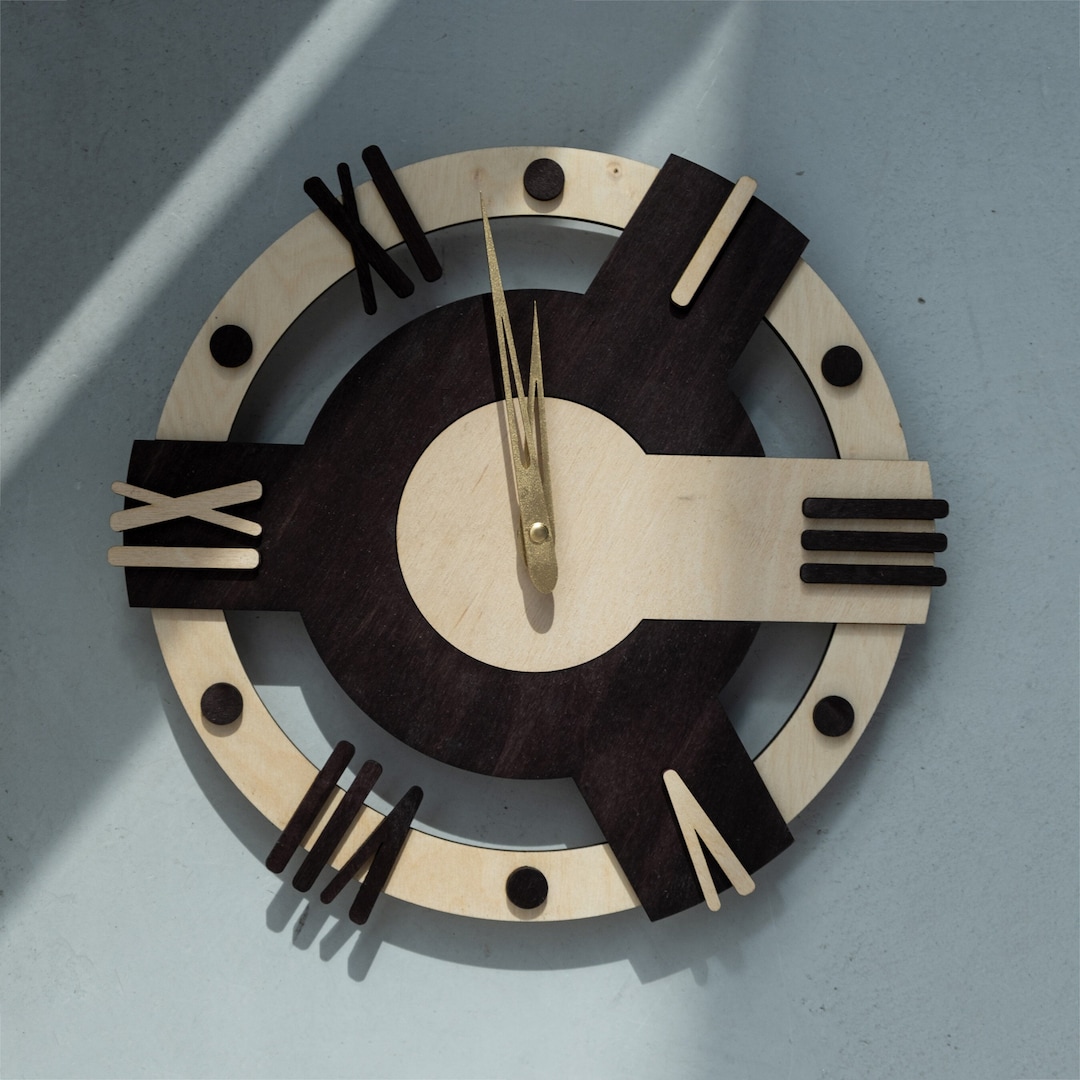 Wooden Wall Clock With Numbers, Modern Wood Clock, Wall Clock Unique