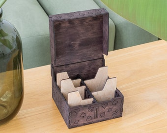 Wood trading card holder, Sport card organizer box, Trading card divider, Trading card organizer, Baseball card box, Football card box