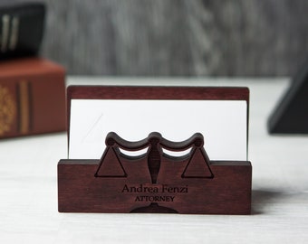 Lawyer card holder, Personalized lawyer gift,Personalized business card holder for desk,Wooden business card holder desk,Custom lawyers gift