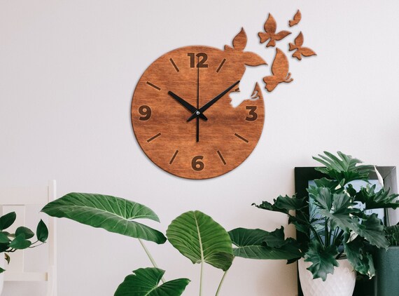 Butterfly wall clock,Unique wall clocks,Wood wall clock,Modern wall clock,Contemporary wall clock,Wall decoration bedroom