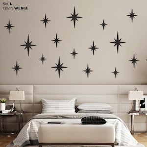 Starburst wall decor, Midcentury starburst wall art, Wood star cutouts nursery, Star wall art, Star decorations christmas,Starburst wall art