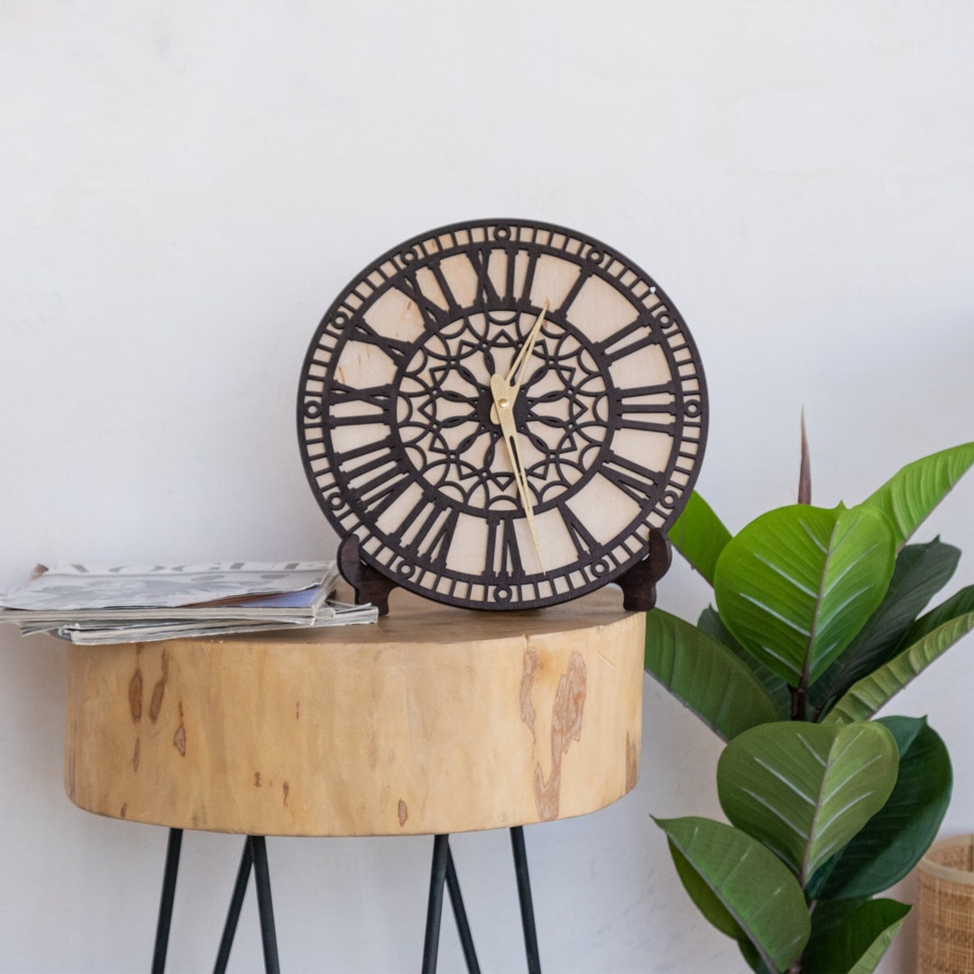 Wood Wall Clock Roman Number, Round Kitchen Clock, Wooden Wall Clock ...