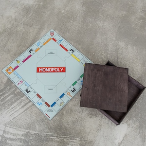 Monopoly board holder, Custom monopoly board game, Monopoly player organizer, Monopoly money organizer, Monopoly wood box, Monopoly box