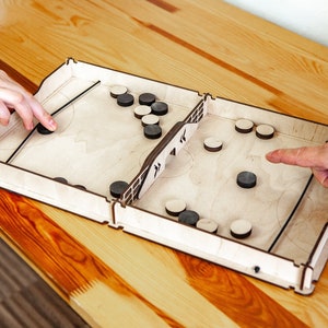Sling hockey spel, Tafel hockey spel, Houten sling puck, Vinger hockey spel, Houten tafelhockey, Tafelhockey hout, Sling puck spel