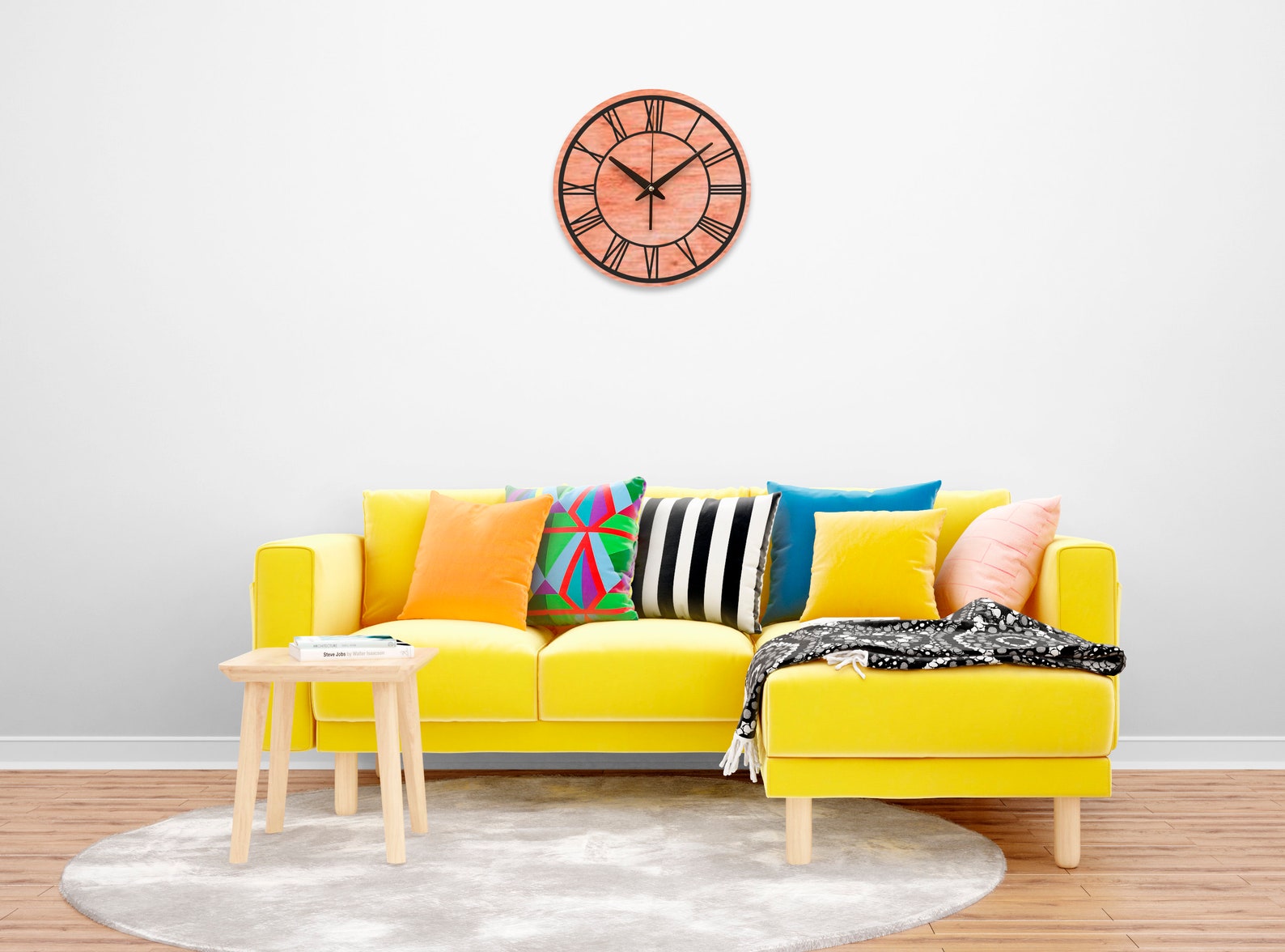 Roman Numerals Clockwooden Wall Clock Modernwood Wall Etsy